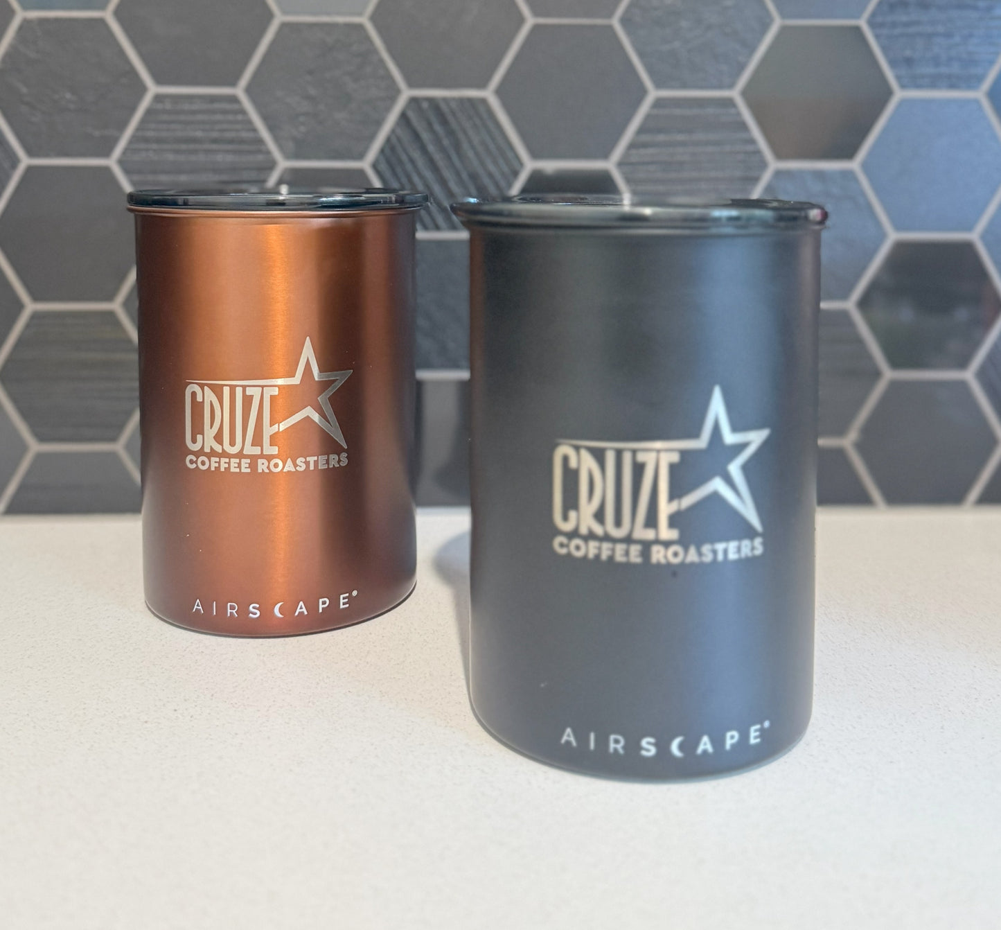 Airscape Classic 7" Medium - Matte Black or Brushed Cooper (Holds approx 500g Coffee) (WITH CRUZE LOGO)