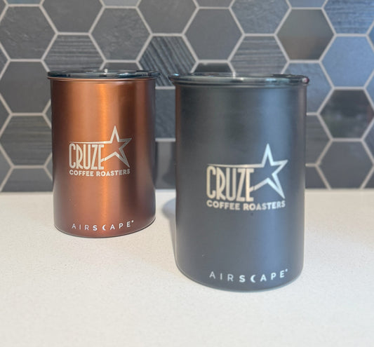 Airscape Classic 7" Medium - Matte Black or Brushed Cooper (Holds approx 500g Coffee) (WITH CRUZE LOGO)