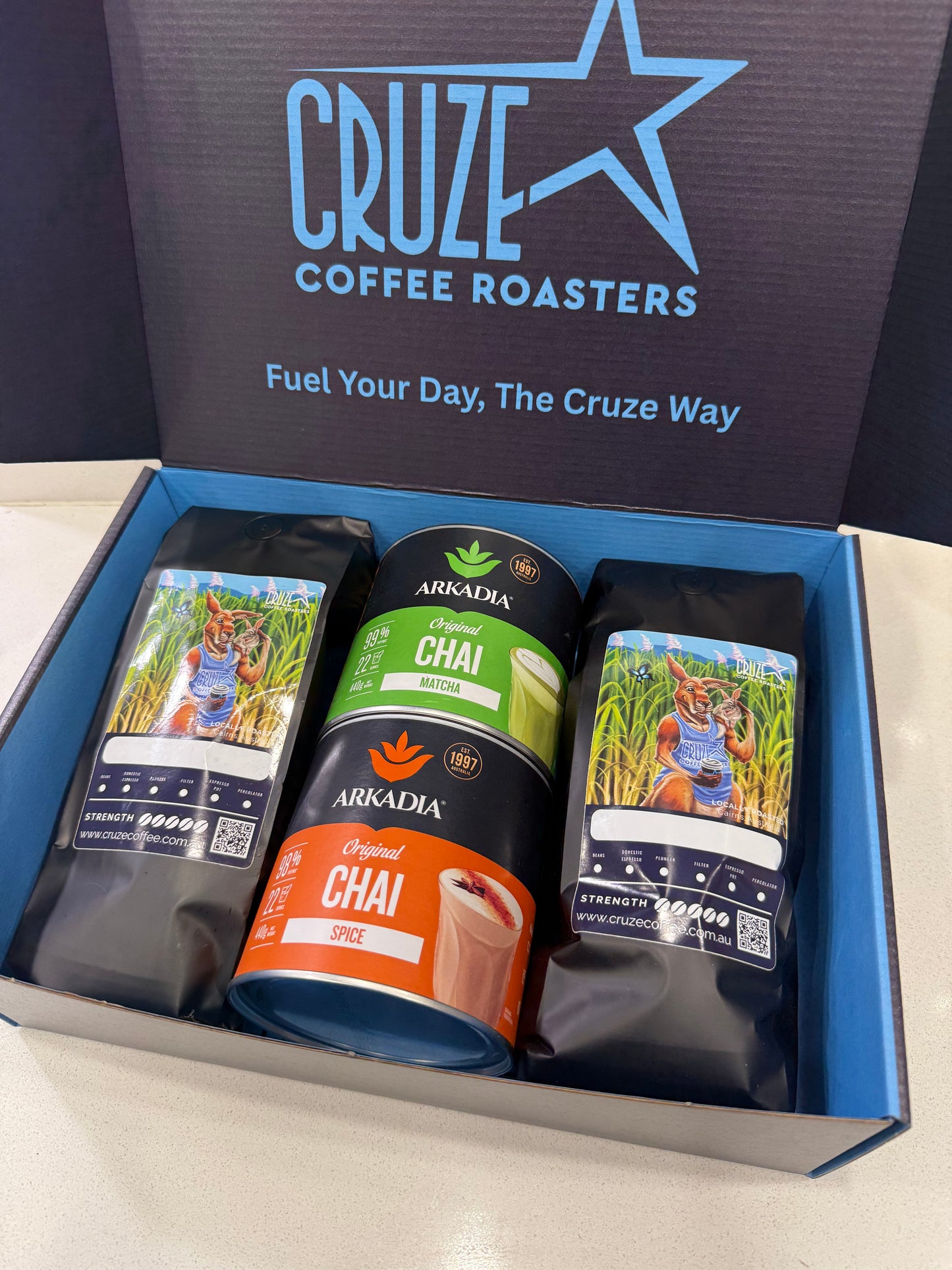 2x 500g Coffee & 2x Arkadia Tins Gift Pack